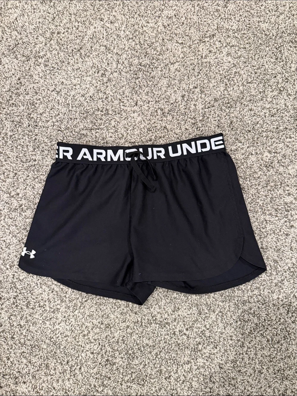 Under Armour Black Women's Athletic Shorts with Logo Waistband Youth Large